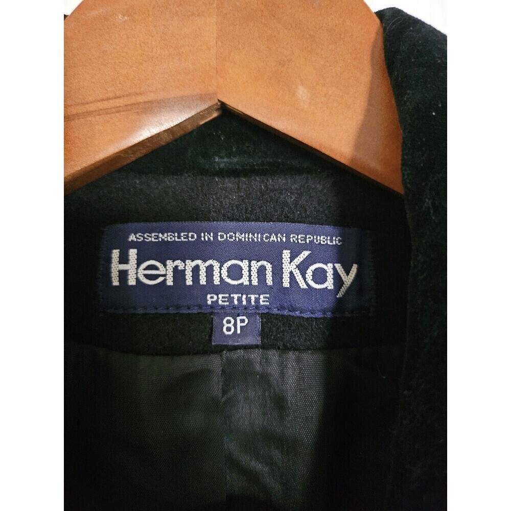 Vtg Herman Kay Women's Black Wool Nylon Formal With Preppy Velvet Collar... - Picture 5 of 12